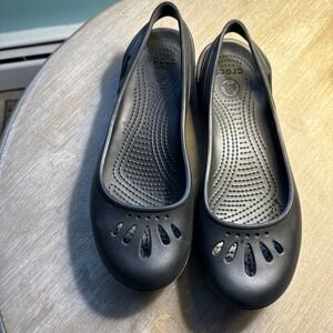 Crocs Black Kadee Slingback Ballet Flats Comfort Lightweight Shoes Womens sz 9